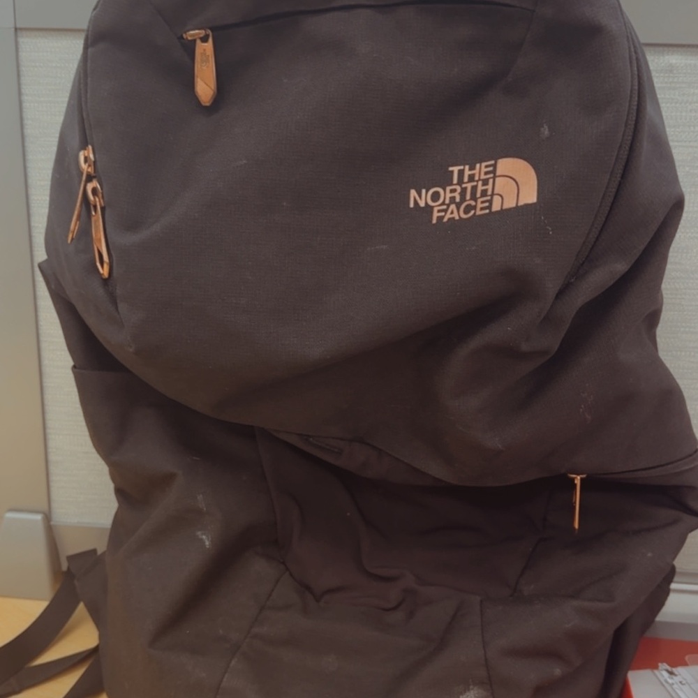 The North Face Black and Rose Gold Backpack
